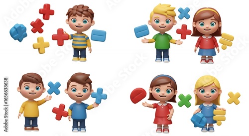 Wallpaper Mural Children characters holding math symbols Torontodigital.ca