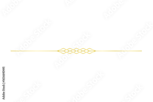 Decorative gold line isolated on transparent background. Horizontal luxury golden divider border line. Simple design elements. PNG 