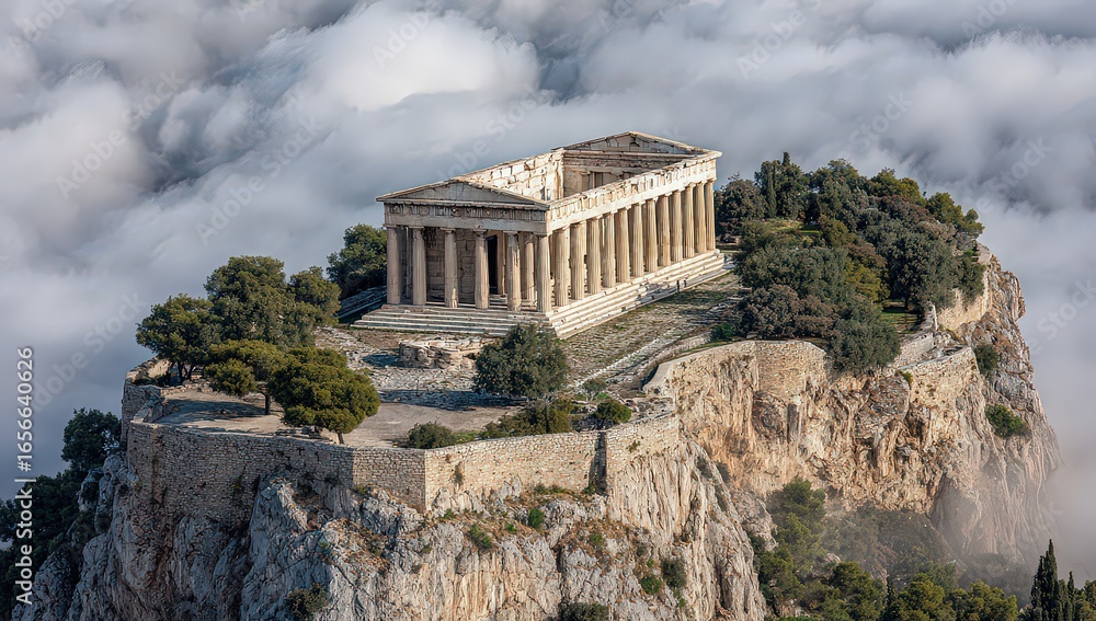 Fototapeta premium Floating Island Parthenon Athens Greece Aerial View