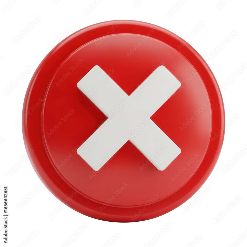 Fototapeta premium Red cross mark symbol isolated on transparent background