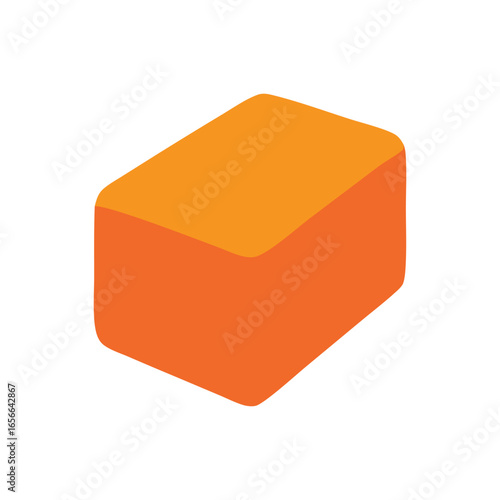 Solid orange 3d block. Suitable for graphic design projects, concept visualization, architectural renders, and educational materials. Eyecatching geometric element.