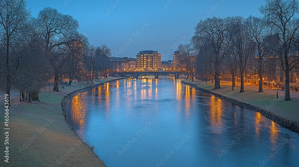 Obraz premium City river at twilight