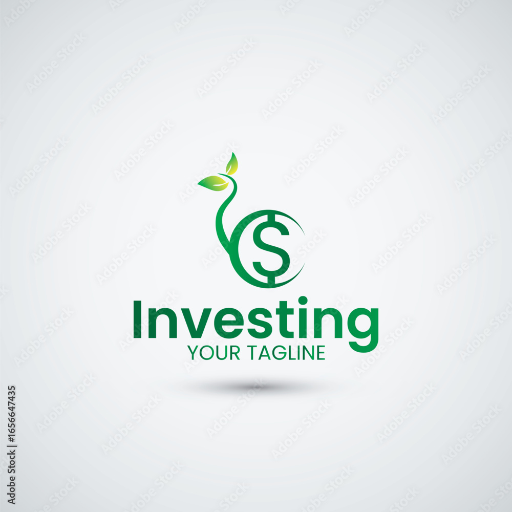 Fototapeta premium dollar currency logo growing like a sprout suitable for investment logo