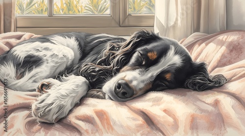 Sleepy Dog on Bed