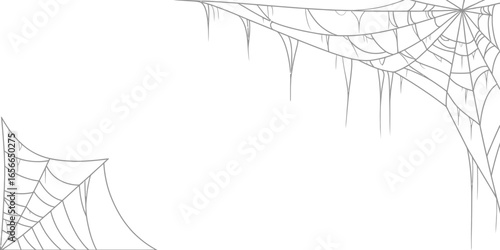 Corner Spider Web Vectors Set with Drips on a Transparent Background