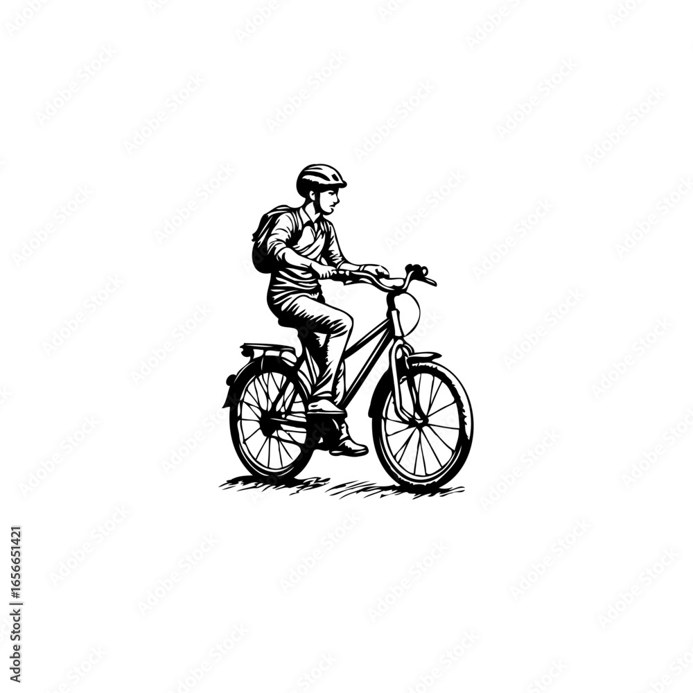 Fototapeta premium A cyclist enjoying a leisurely bike ride illustration art depicts freedom active lifestyle and fitness on two wheels