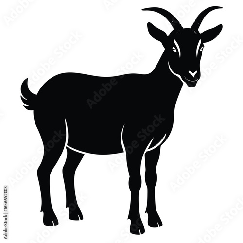 goat silhouette set, farm animal vector illustration, livestock black shape, countryside agriculture artwork, rustic goat graphic design
