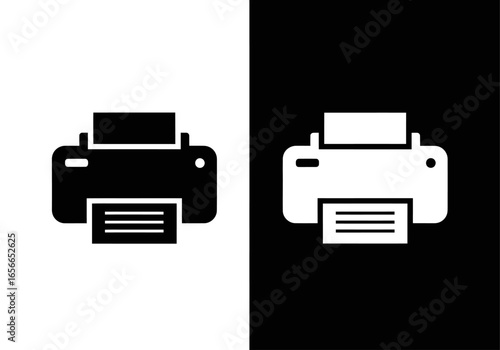 Printer Icon: A clean and minimalistic representation of a printer. With two versions of the same icon in contrasting color palettes.