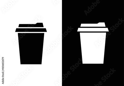 Coffee cup Silhouette: A black and white silhouette image of a coffee cup, symbol of daily life, contrasting against each other.