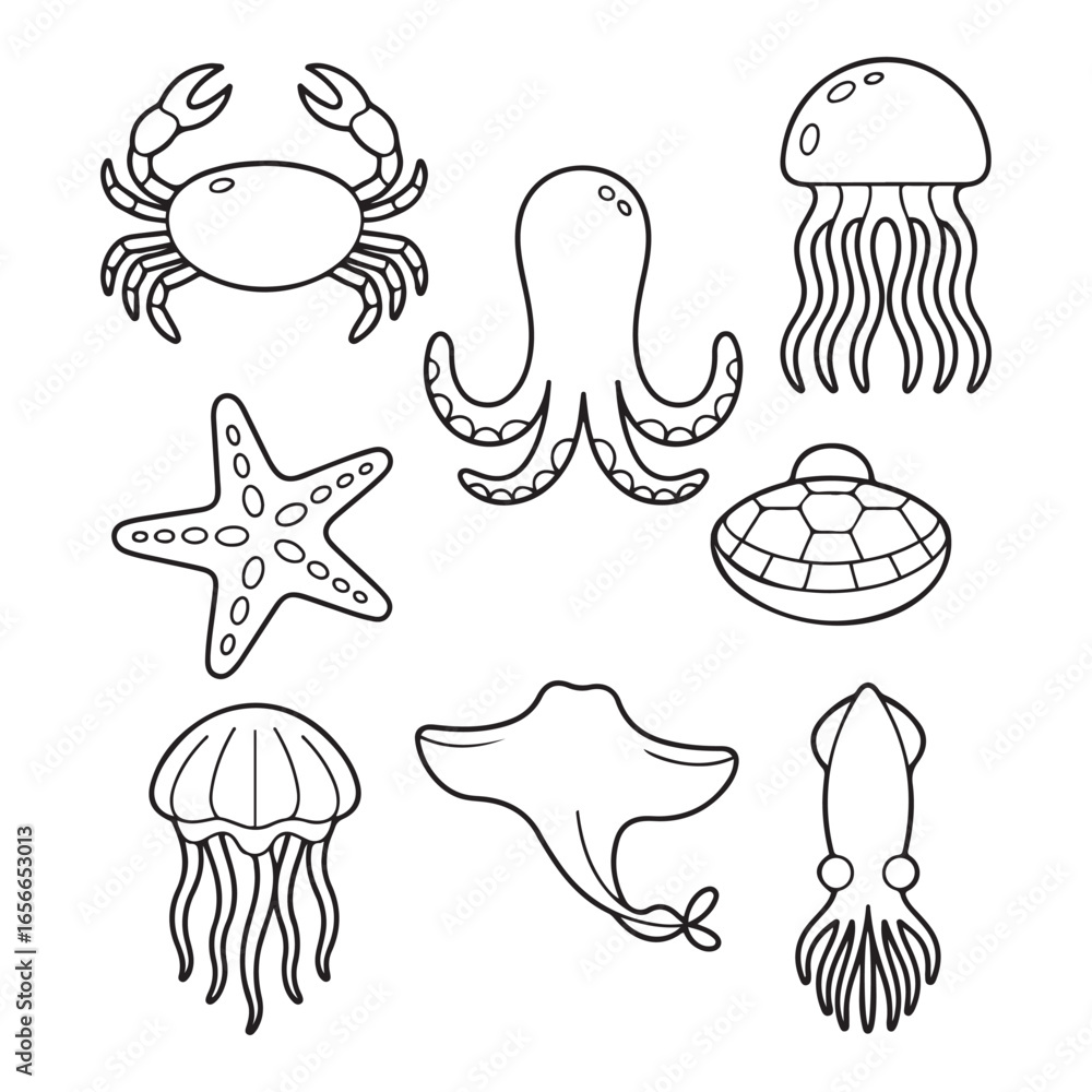 Fototapeta premium Cute Animal Line Art Icons for Nature-Themed Graphic Projects, Vector Icon Set
