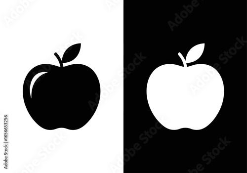Yin and Yang Apple Harmony: A captivating visual play with the duality of nature, showcasing a striking monochrome composition of two apples in a balanced and visually appealing arrangement. 