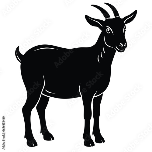 goat silhouette set, farm animal vector illustration, livestock black shape, countryside agriculture artwork, rustic goat graphic design