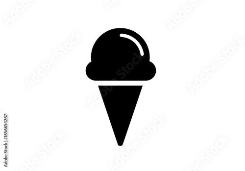Ice Cream Cone: A simple silhouette of an ice cream cone, perfect for a logo or design element, evoking thoughts of a sweet treat and summer days.