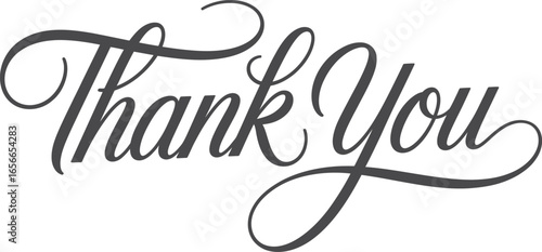 Elegant Thank You Calligraphy Lettering Isolated On White Background For Greetings