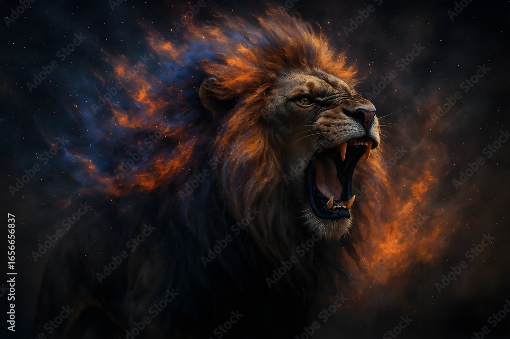 Fototapeta premium Fantasy Lion King of Cosmic Powder Kingdom