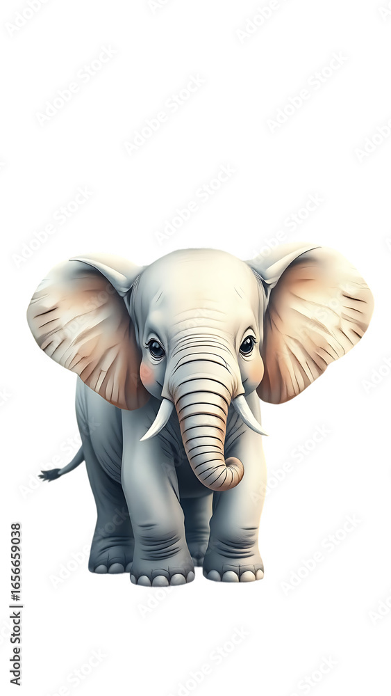Obraz premium Cute baby elephant nursery animal isolated illustration for children Bohemian watercolor boho forest