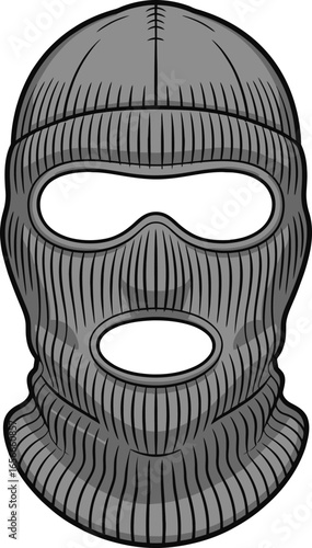 Grey Knitted Balaclava Ski Mask with Eye and Mouth Holes Isolated