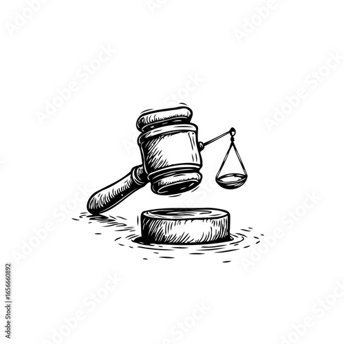 Gavel and scales of justice a symbol of legal authority and fair judgement isolated artwork