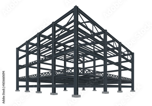 Steel structure skeleton open framework design no walls or roof