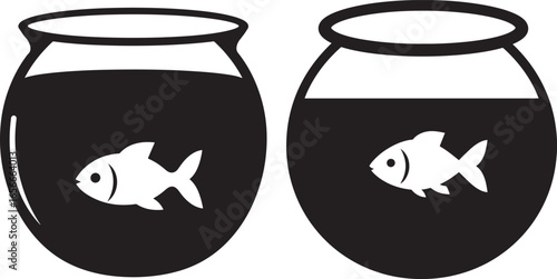 Two fish in jars silhouette