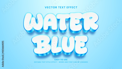 editable text effect water blue 3d style premium vector 