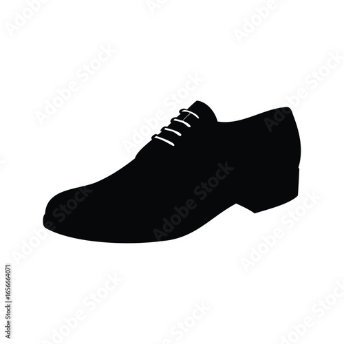 Elegant Black Leather Oxford Dress Shoe with White Laces Silhouette, shoe silhouette vector illustration