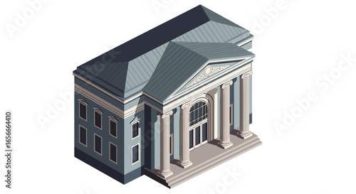 Isometric building vector art illustrating an ancient greek architectural style