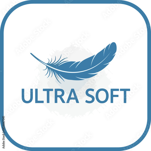 A delicate blue feather symbolizes ultimate softness and comfort perfect for representing gentle textures and premium quality products