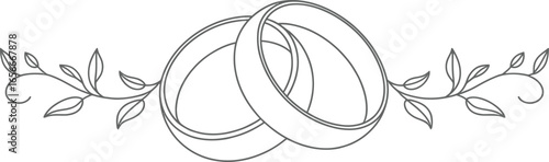 Intertwined Outline Rings Decorated with Elegant Branches on a Transparent Backdrop