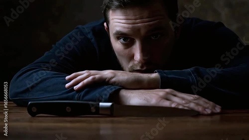 A vengeful man with angry expression and intense wrath, dark emotional male portrait in dramatic lighting showing revenge, hatred, and fierce violent emotions. Generative AI
