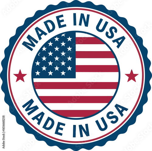 Official made in usa seal featuring the american flag and stars signifying quality and national origin for products and manufacturing