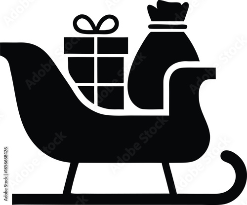 santa sleigh with gift bags icon