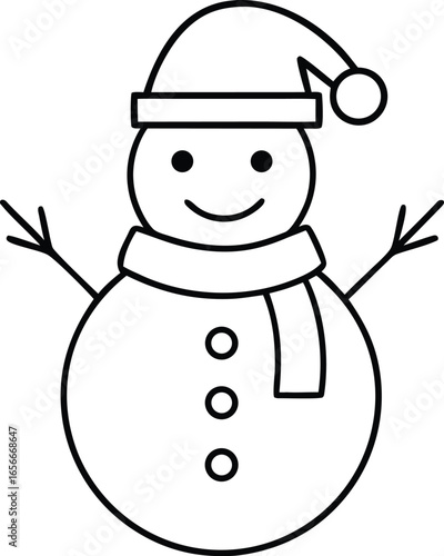 snowman icon with hat on white background
