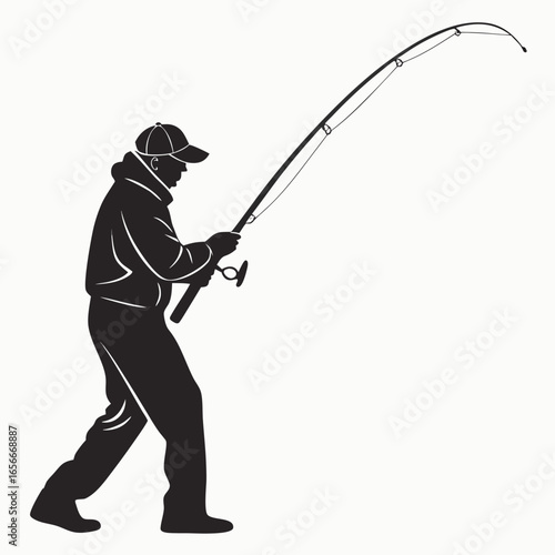 Silhouette of a fisherman casting his rod