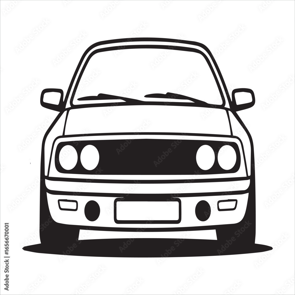 Obraz premium Front view of a classic sports car outline