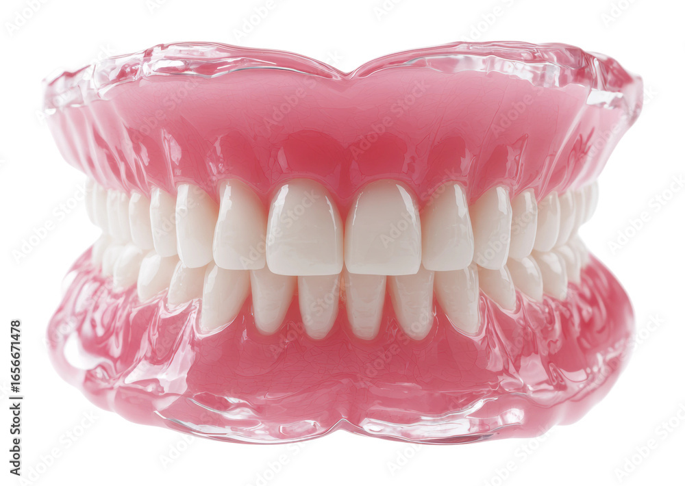 Obraz premium Dental care action realistic teeth model environment isolated on transparent background