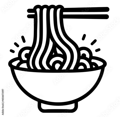 Bowl of noodles with chopsticks hot steaming ramen udon soba
