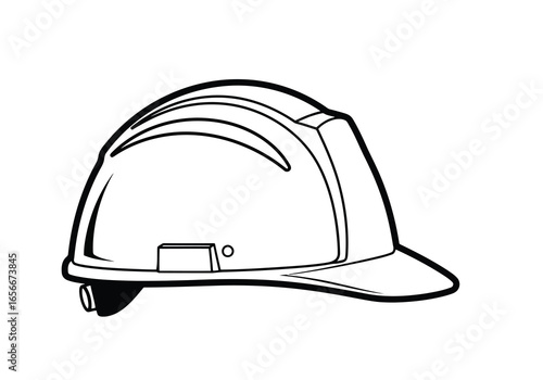 Side view of a white hard hat for protection