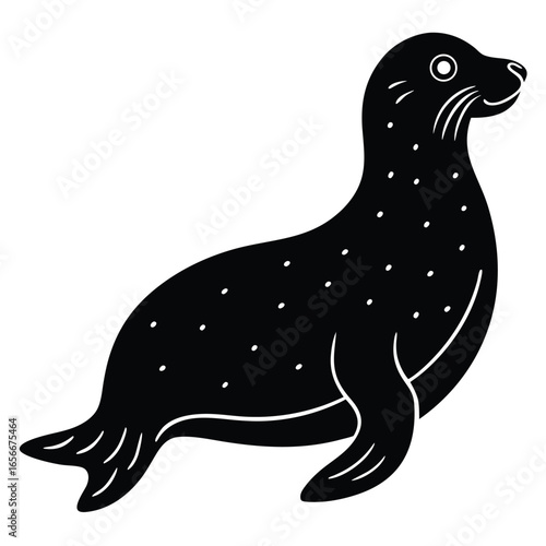 Walrus silhouette vector illustration a simple flat design of arctic marine mammal isolated on white backgroundv