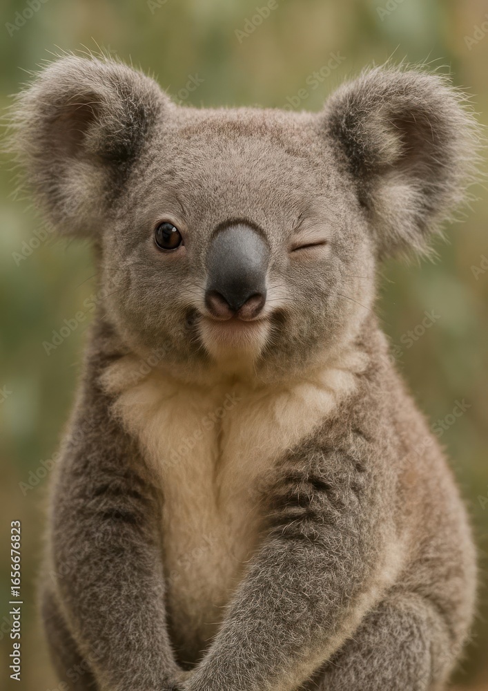 Fototapeta premium Winking koala in natural habitat.