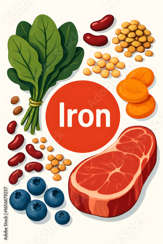 Visual representation of foods rich in iron