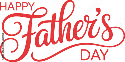 Stylish Happy Fathers Day Script Text In Red Color On White Background Design