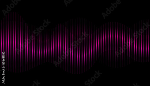 Neon movement pink music sound wave on black background