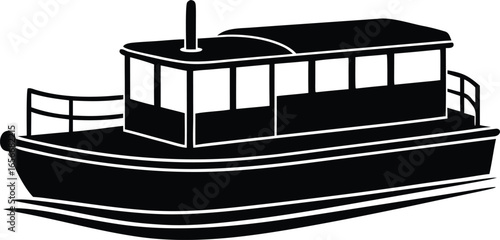 a pontoon boat silhouette vector icon