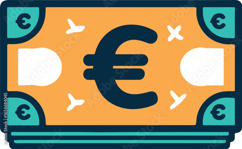 Euro money flat vector illustration