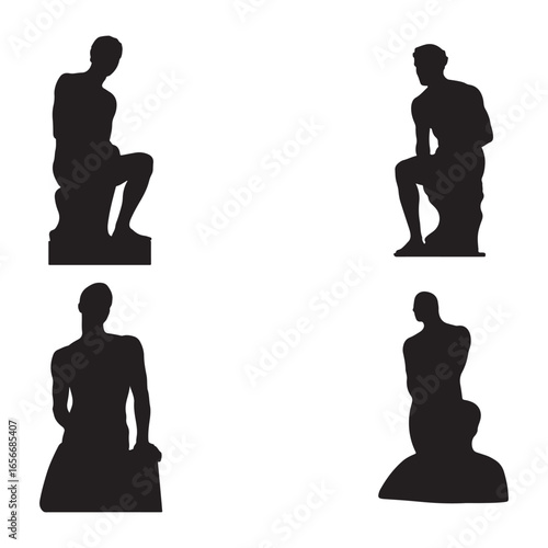 Four Classic Sculpture Silhouettes in Black and White