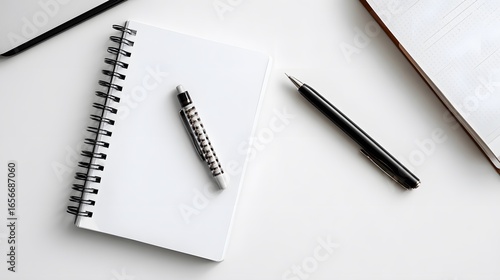 Wallpaper Mural An elegant view of a blank notebook with two pens Torontodigital.ca