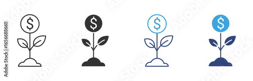 money growth plant icon set , growing money plant icons, Investment icon , vector illustration.