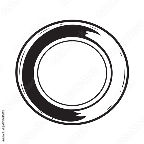 Artistic black and white enso circle symbol representing enlightenment and zen philosophy