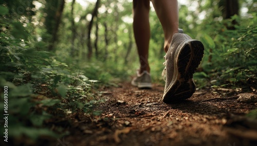 Person walking on a forest trail